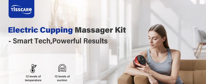 TISSCARE 5-in-1 Electric Cupping Massager Kit– 12-Level Temperature & Suction Control for Muscle Relaxation, Includes 2 Replaceable Cups, Original Smart Cupper Device, Professional Massage Tool Gun, Quiet Muscle Massage, Relaxation Neck Shoulder Leg Waist