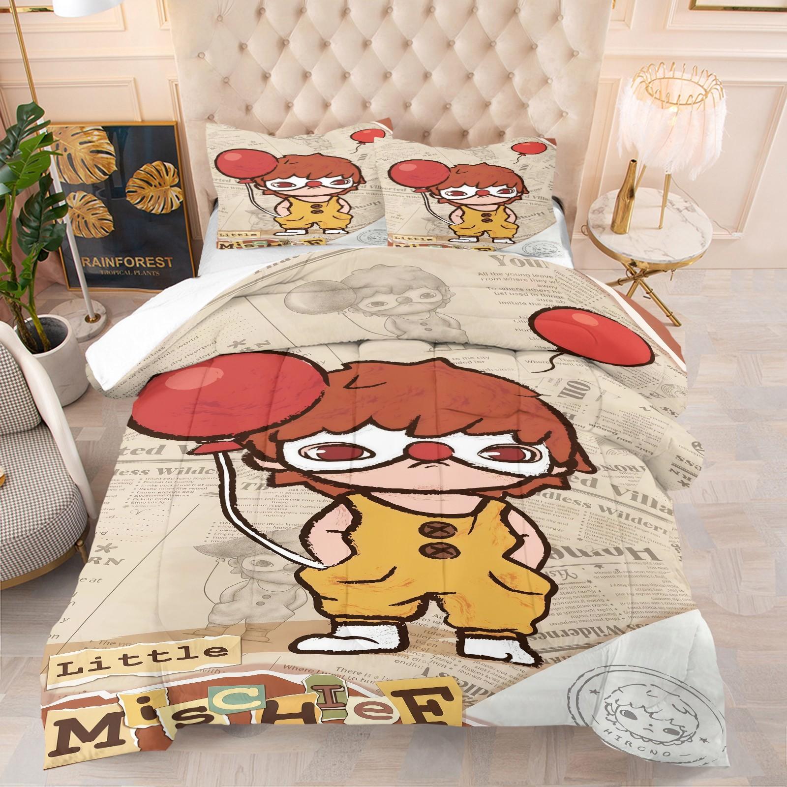 Hirono Pattern Soft Bedding Set, Includes 1 Blanket and 1 or 2 Pillowcases Without Pillows, Perfect Gift Option, Bedroom Bedding Set