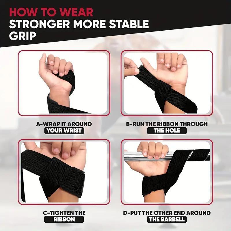 Hand Raise Wristband Weightlifting, Gymnastics, Powerlifting, Squats with Padding, Rubber Material, 18 Inch Cotton Line