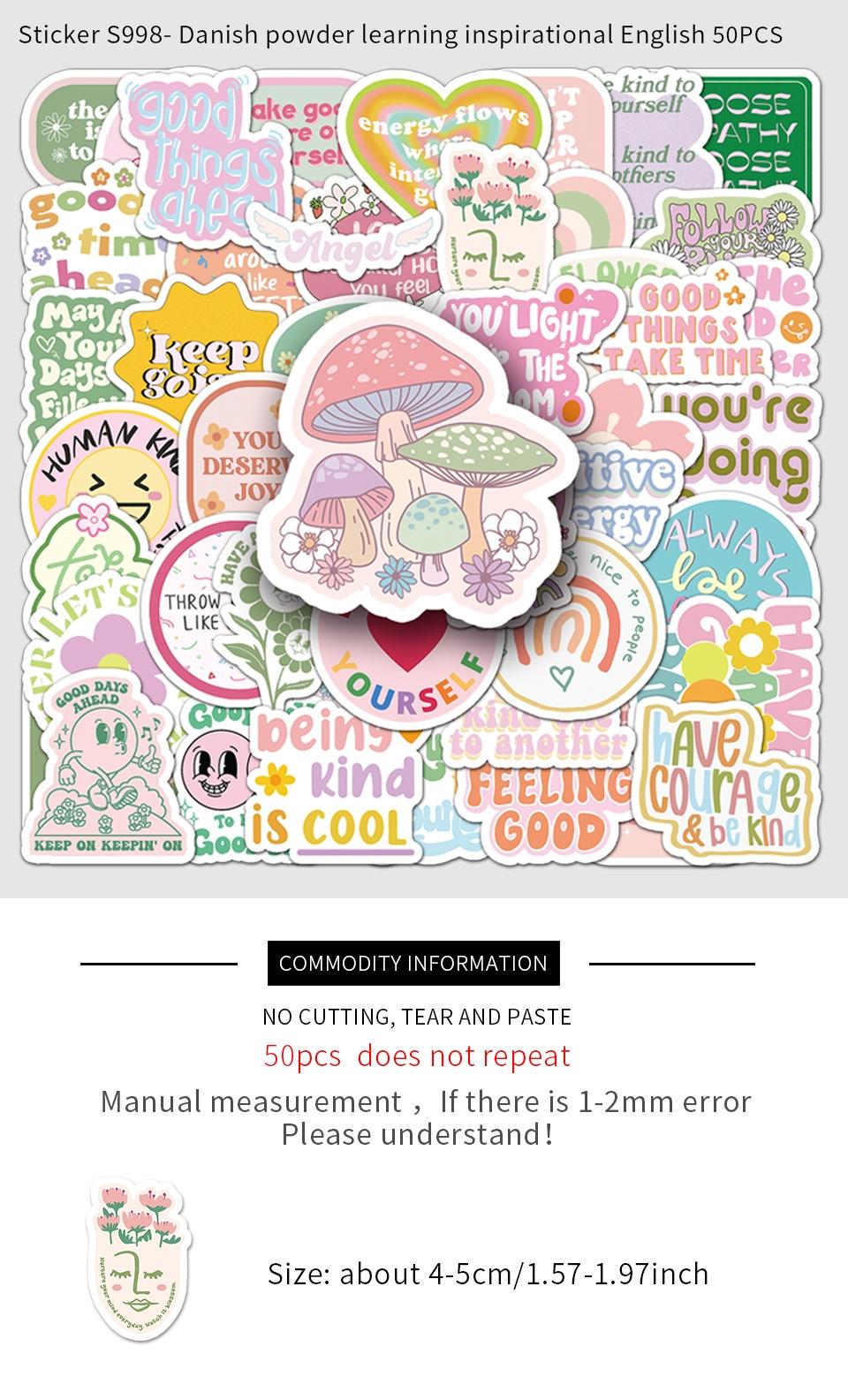 Motivational English Slogan Pattern Sticker, 50pcs/set Creative Cartoon Sticker, Funny Stickers DIY Decorative Sticker for Scrapbooking, Journaling, Gift Wrapping Sticker Packs