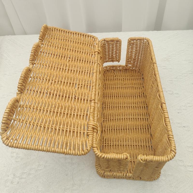 Handmade Woven Desk Cable Organizer Box with Lid, Office Power Cord Hider, Home Data Line Manager, Perfect Holiday Gift