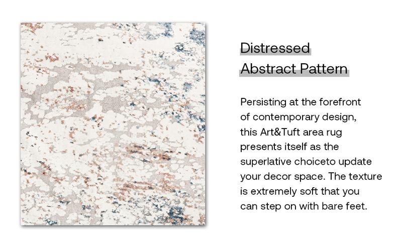 Art&Tuft Large Washable Rug, Anti-Slip Backing Abstract  Area Rugs, Stain Resistant Rugs for Living Room, Foldable Machine Washable Area Rug