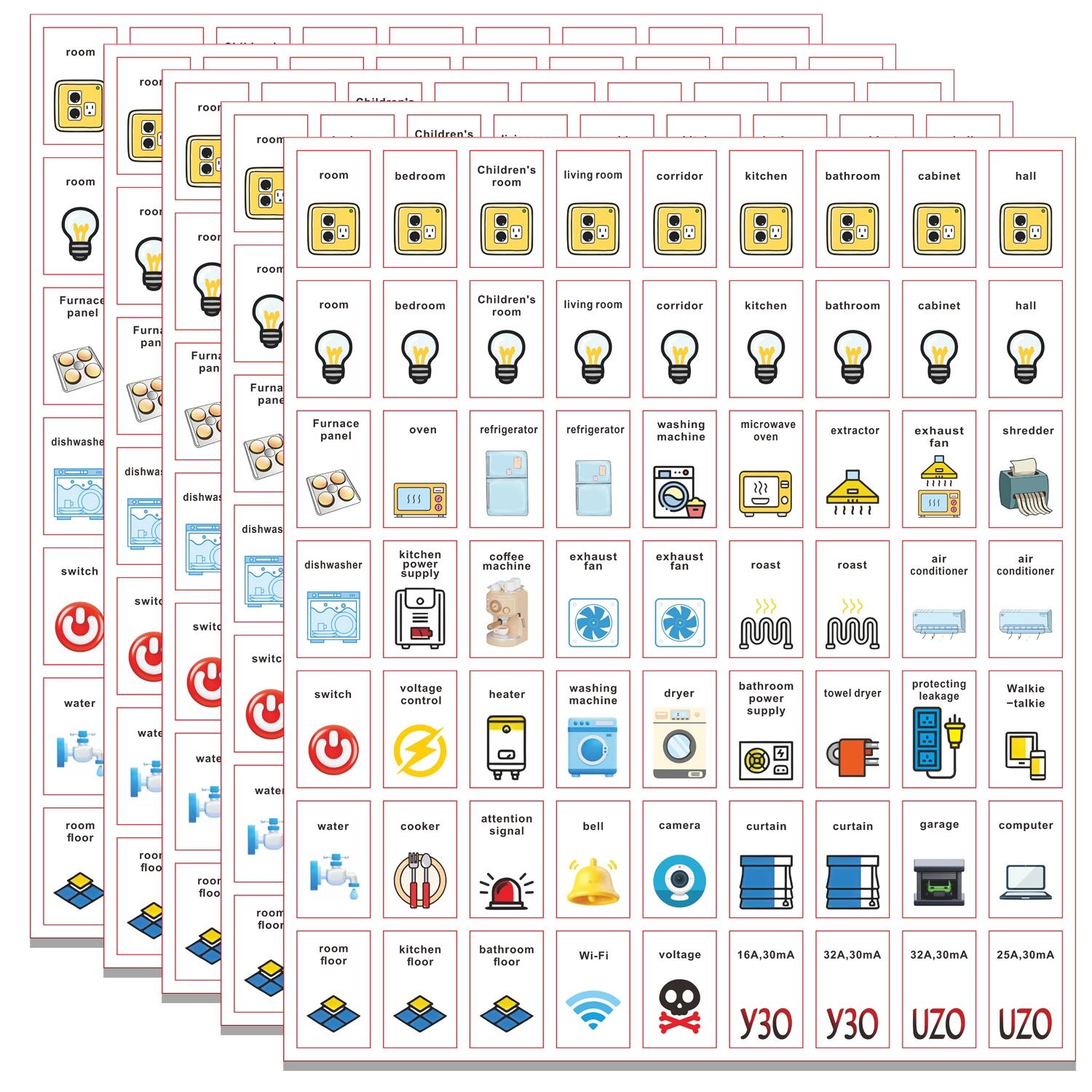 Electrical Panel Index Label Stickers, Switch Label Set, Circuit Breaker Reminder Decals, Home & Office Decor, Electrician Tools, Adhesive Stickers