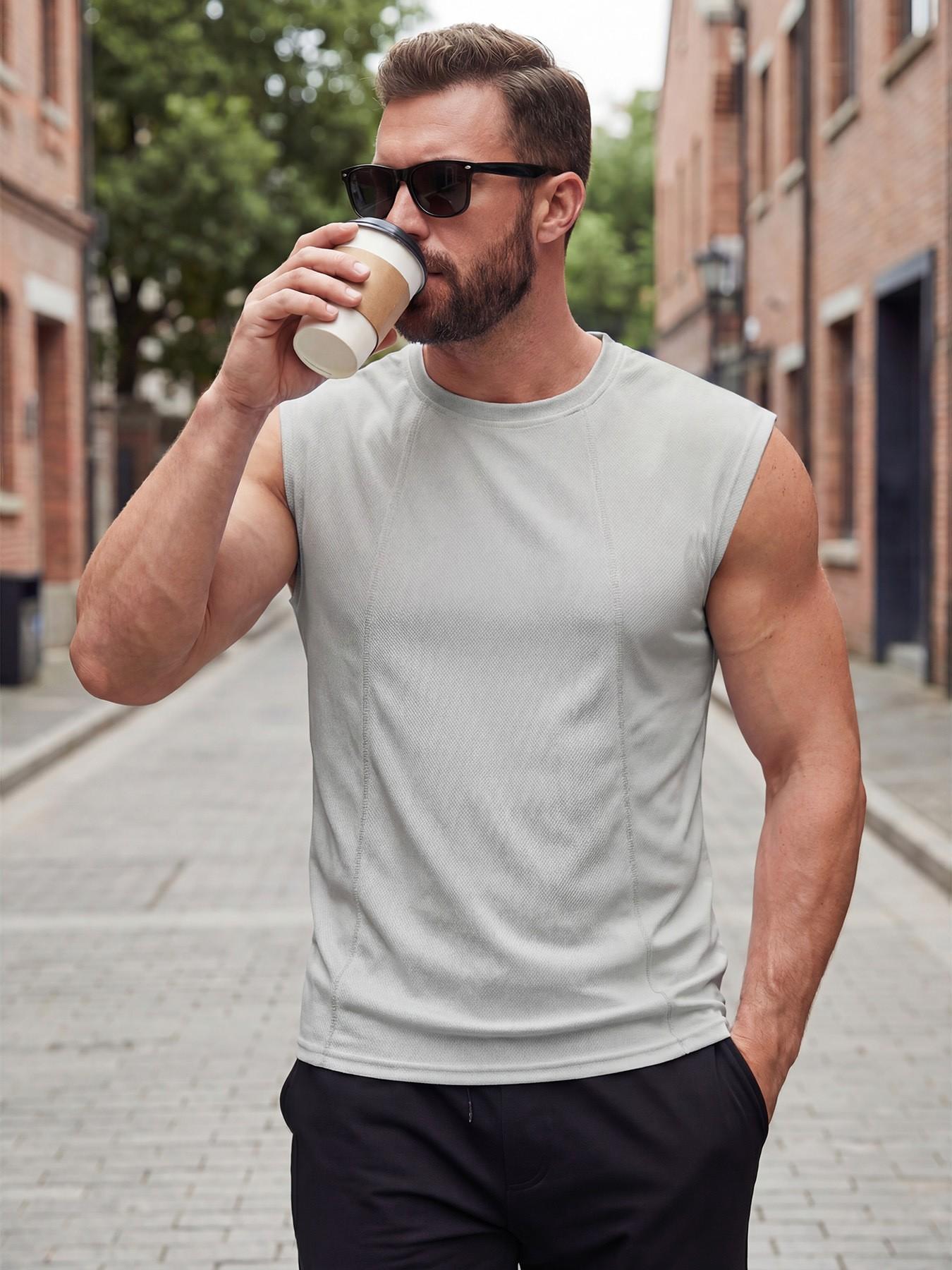 Men's Sleeveless Fitness Tank Top, Quick-Dry Mesh Breathable Sports Shirt, Ideal for Workouts, Comfortable and Lightweight Design