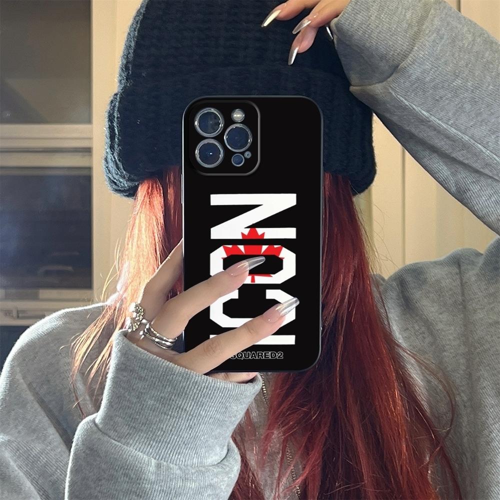 Red Maple Leaf DSQUARED2 Phone Case FOR IPhone 17 air 16 15 14 13 11 12 Pro 15 Plus 16 Pro MAX Samsung Galaxy S25 Ultra S24 S23 Black Covers