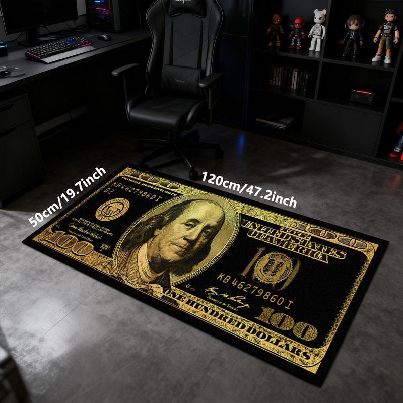 Dollar rug, 1 Count long rug, soft velvet area rug, Bedroom Rugs, Luxury US dollar pattern money rug, gift for boys, home room decor, suitable for bedside，bedroom, hallway, kitchen, bathroom, living room and other scenes, Multiple sizes