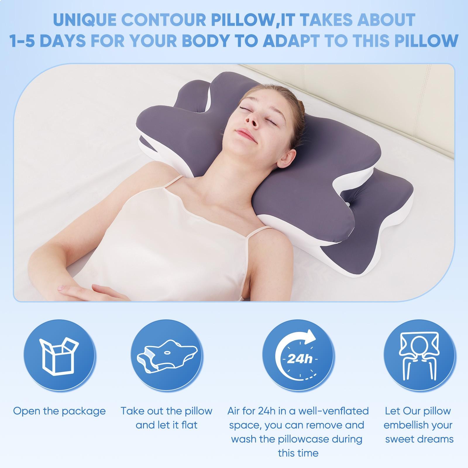 Double-Sided Neck Pillow Unscented Memory Foam Pillow with Cooling Cover Zoned Design for Deep Sleepers Contoured Pillow with Extra-Large Armrest for Side Sleep Stomach Sleeping and Back Sleepers