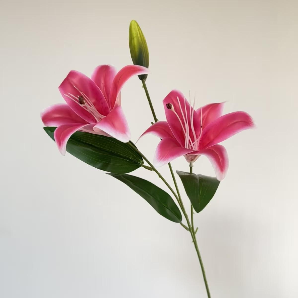 Realistic 3-Head Lily Artificial Flower, Home Decoration Fake Flowers, Photography Props, Universal Setting, No Ca Prop 65