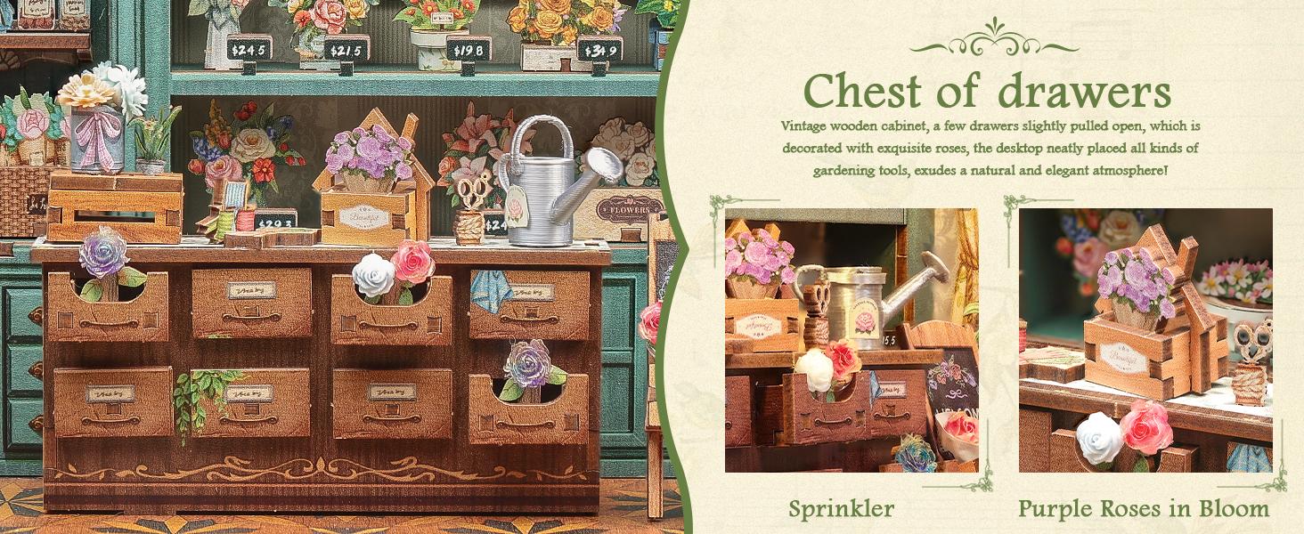 CUTEBEE DIY 3D Book Nook Kit Blossom Florists – Miniature Wooden Flower Shop Dollhouse, Handmade Tiny House Bookshelf Decor | Holiday, Christmas and Black Friday Gift