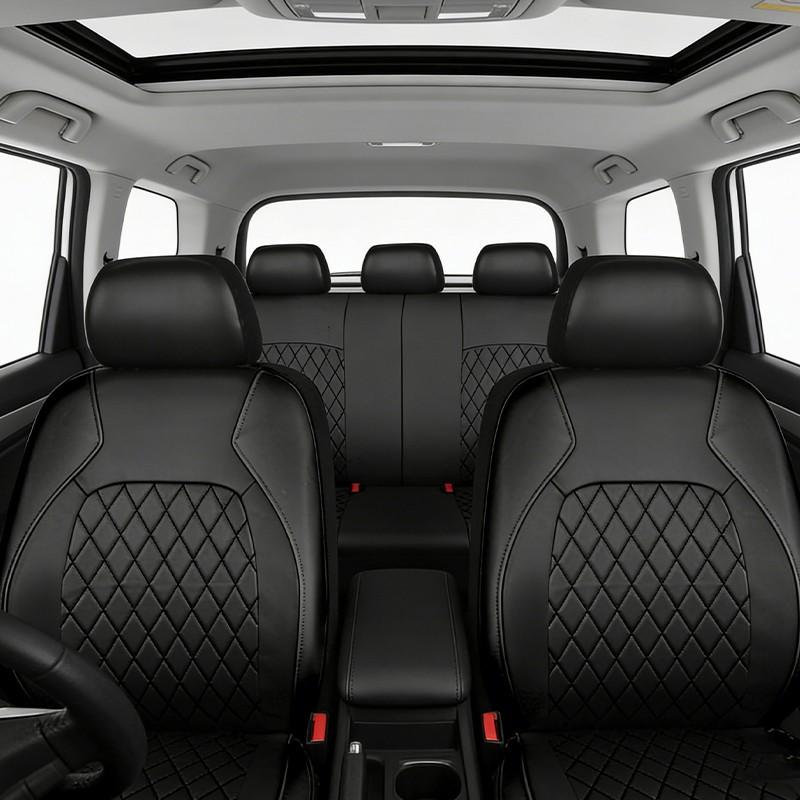Universal Deluxe Pu Luxury Vinyl Faux Leather Car Seat Covers Full Set, Airbag Compatible, Breathable, Fit for Cars, Trucks, SUV
