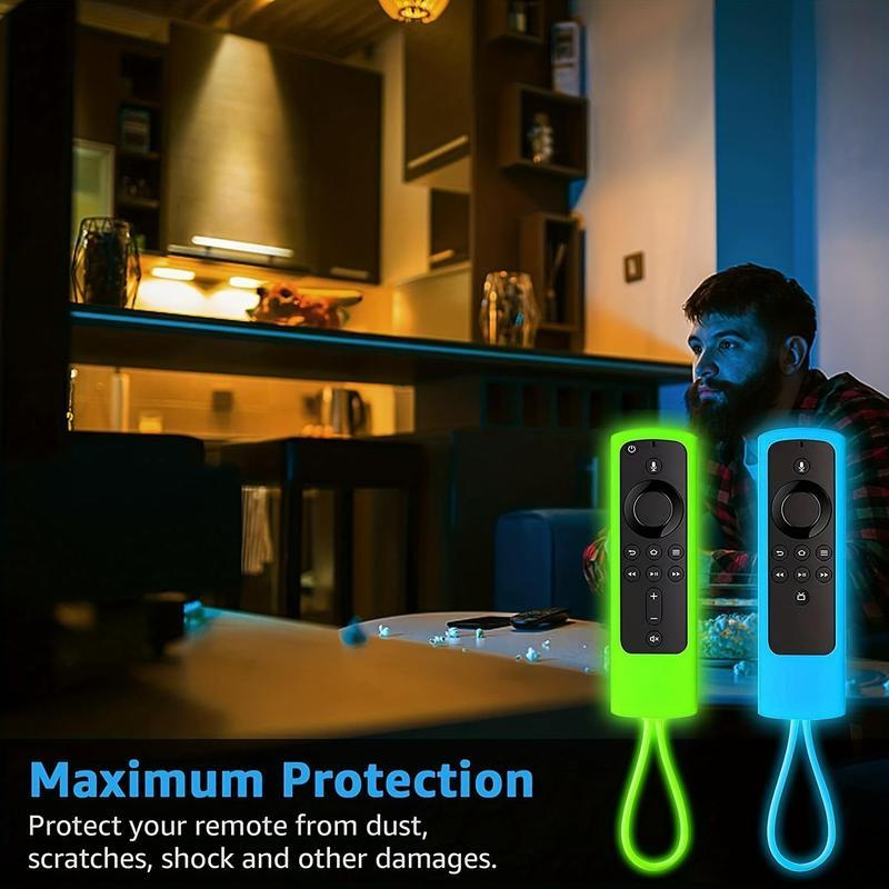 Glow in The Dark Remote Control Case with Lanyard, 1 Count Dustproof Remote Control Cover, Remote Control Protector for Fire TV Stick 4K Lite Cube