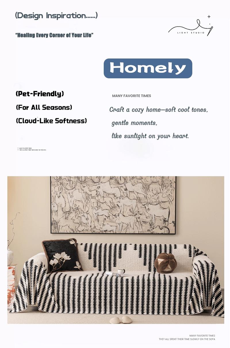 American Country Style Geometric Stripe Sofa Throw Blanket, Modern Minimalist Thick Couch Cover, Washable Sofa Slipcover, Pet Friendly