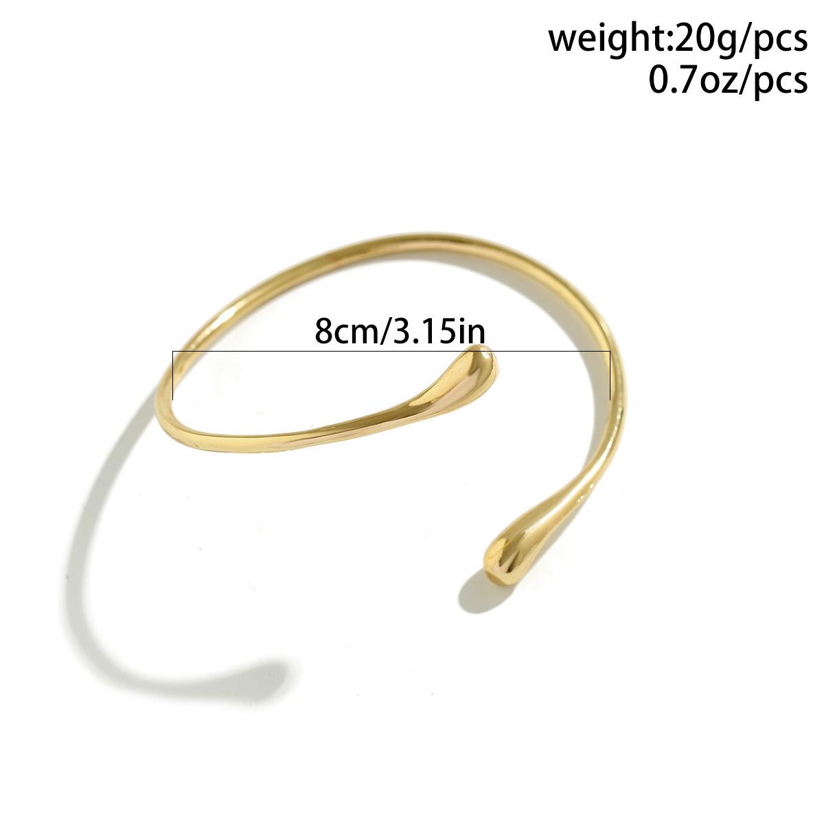 Minimalist Teardrop Open Cuff Bangle| 18K Gold Plated Smooth Polished Adjustable Bracelet for Women
