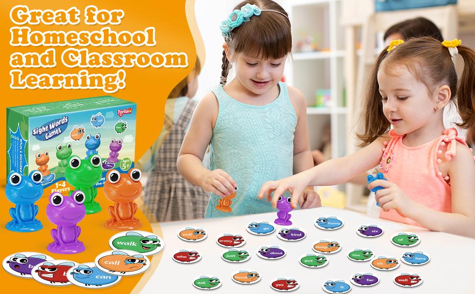 Torlam Sight Word Games,Frog stomp sets, Educational Flash Cards,Homeschool Supplies ,Phonics Learning Games，Family games with multiple participants,Party games,School holidays