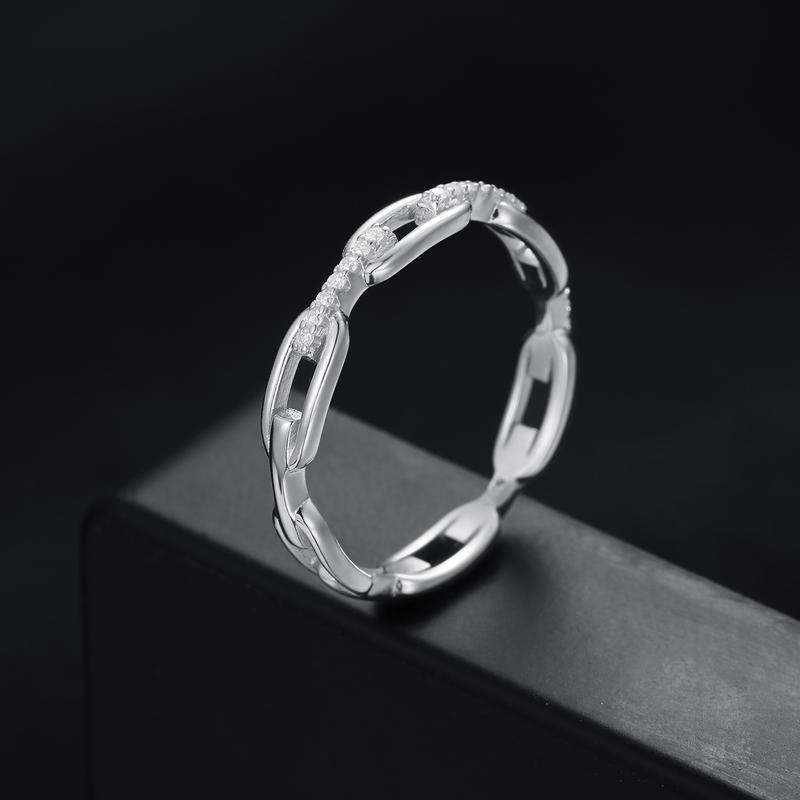 【#R45】3mm Cuban Link Ring Curb Link Chain For Women Couples Unisex Vintage Stylish Rings Golden Silver Color Hip Hop Men Fashion Jewlery