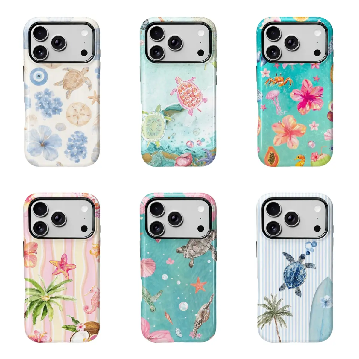 Watercolor Ocean Sea Turtle Phone Case,for iPhone 16 15 14 13 12 11 17Pro Max Protection Casing,for Samsung S25 S24 S23 S22 Ultra,Gifts For Fans, Phone Accessories