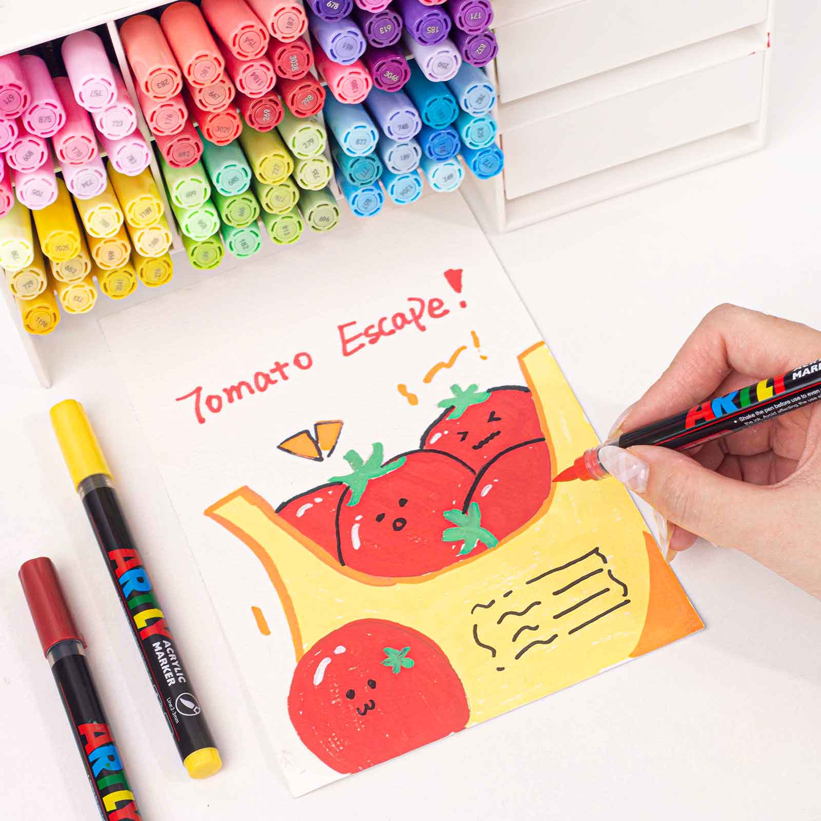 Acrylic Brush Marker Pen, 1 Set Waterproof Pen with Soft Brush Nib,Acrylic Paint Markers, Art Paint Marking Set for Glass Stone Wood Plastic Paper  tiktokshopblackfriday