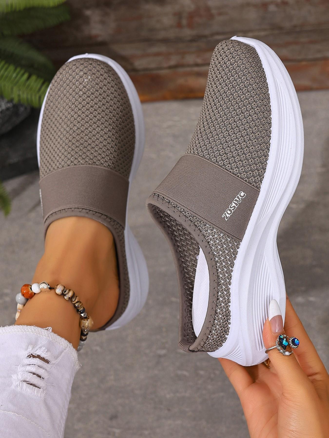 Women's Casual Sports Shoes, One-Click Slip-On, Spring Summer Beach Vacation Travel, Breathable Mesh, Comfortable Fit, Walking Shoes