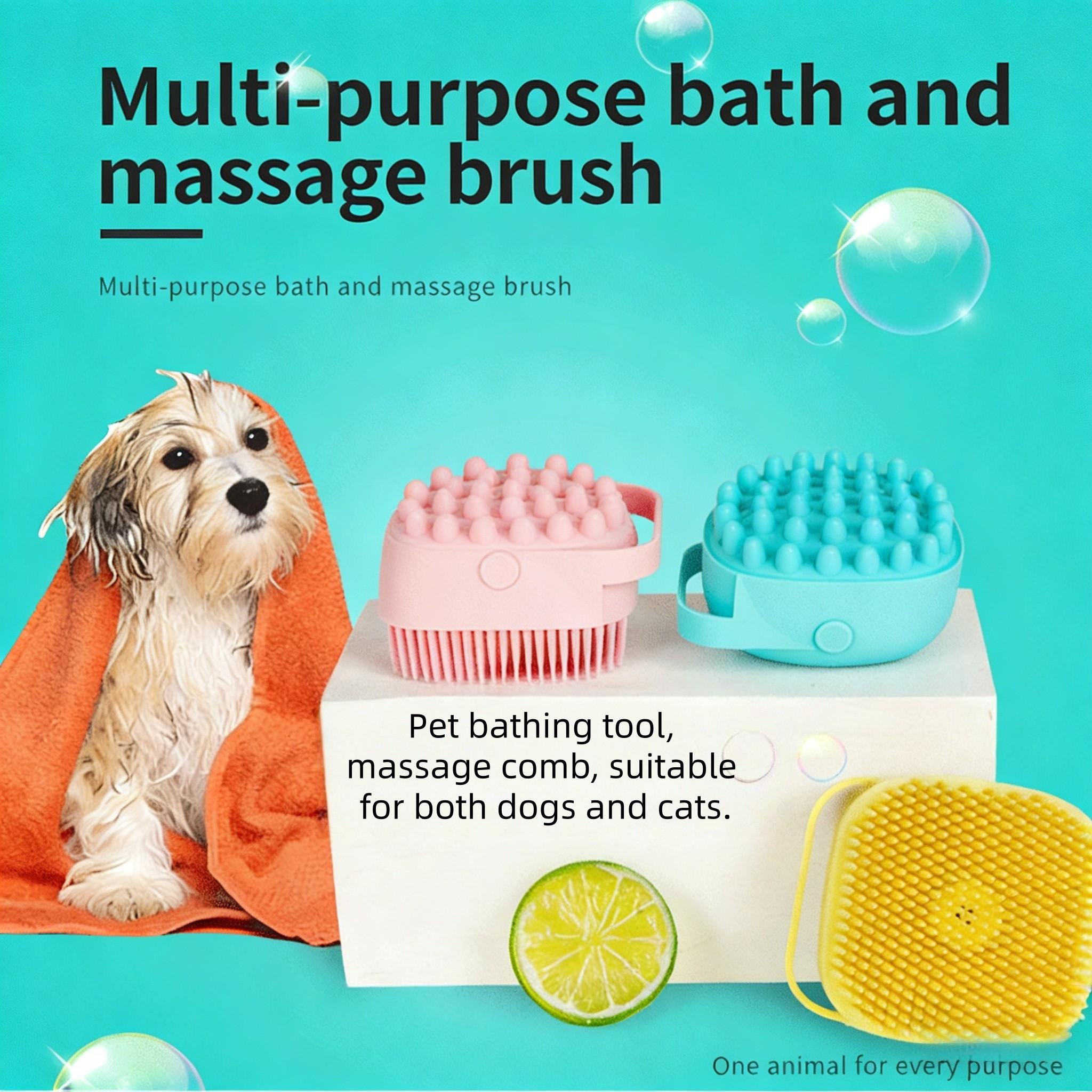 Pet Silicone Bath Brush, Dog Cat Cleaning Massage Brush, Multi-Functional Soft Silicone Brush, Gentle Pet Care Tool, Home Use