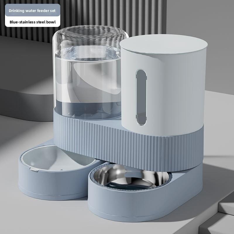 Automatic Pet Feeder Water Dispenser Bowl, Dog Cat Drinking Fountain, Dual Function Food Waterer, Easy Clean, Durable Design