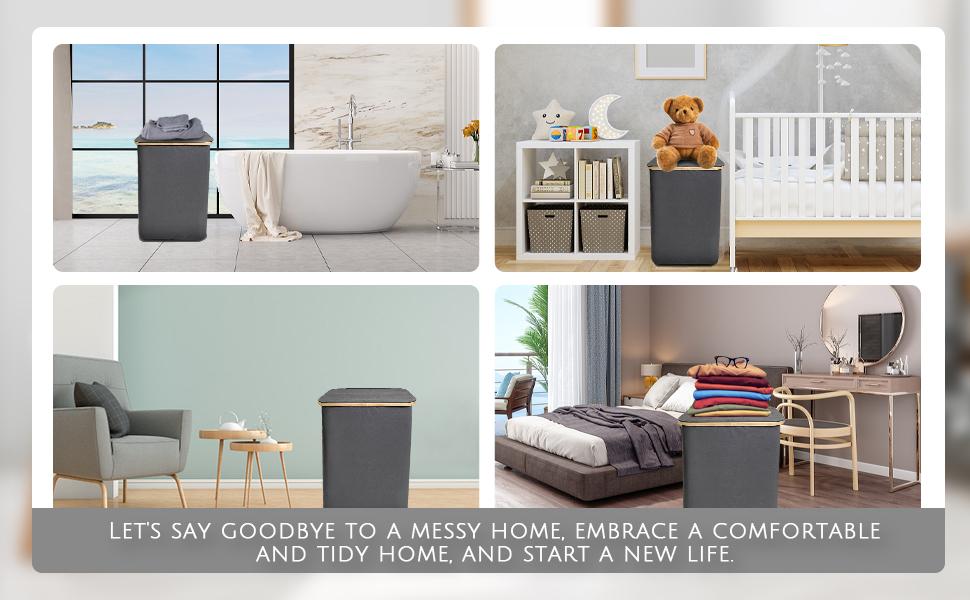 Hampers for Laundry Basket with Lid,145L/160L Extra Large Laundry Hamper 3 Section Dirty Clothes Hampers for Laundry Divided Laundry Basket Organizer for Bedroom,Laundry Room,Dirty Clothing Hamper,Beige,Black collapsible tall