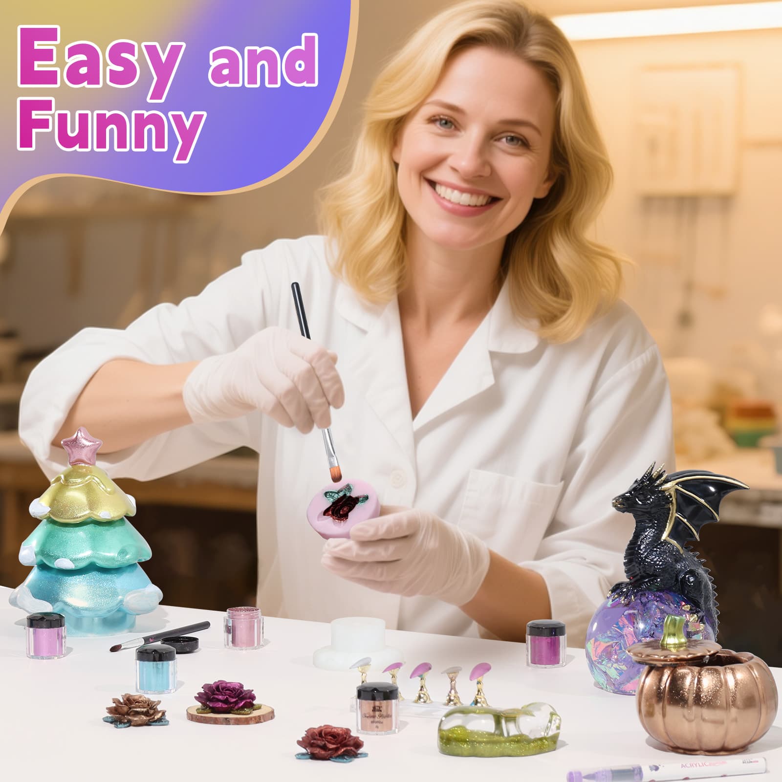 Chrome Powder,10 Colors Metallic Mirror Effect Chrome Powder for Nail, Pigment for Epoxy Resin, Slime, Crafting, Tumbler, Oil Painting, Black/Silver/Blue Resin Color Pigment - LET'S RESIN