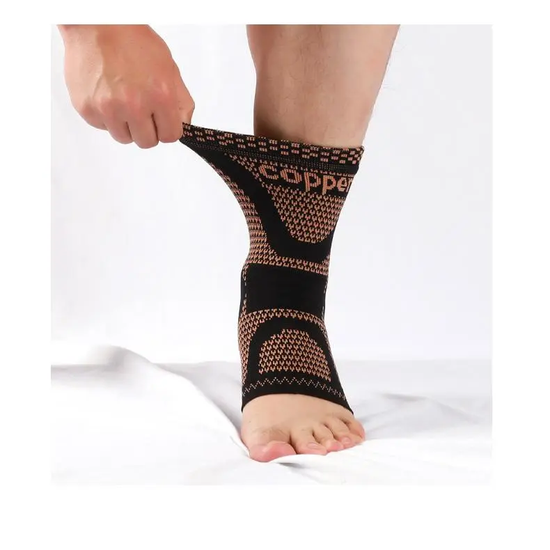Copper Nylon Ankle Support Sleeve, Breathable Compression Ankle Brace for Men Women, Lightweight Sports Ankle Guard for Running Basketball Hiking, Shoe‑Friendly Ankle Sleeve for Sprain Injury Recovery Ankle Pain Relief