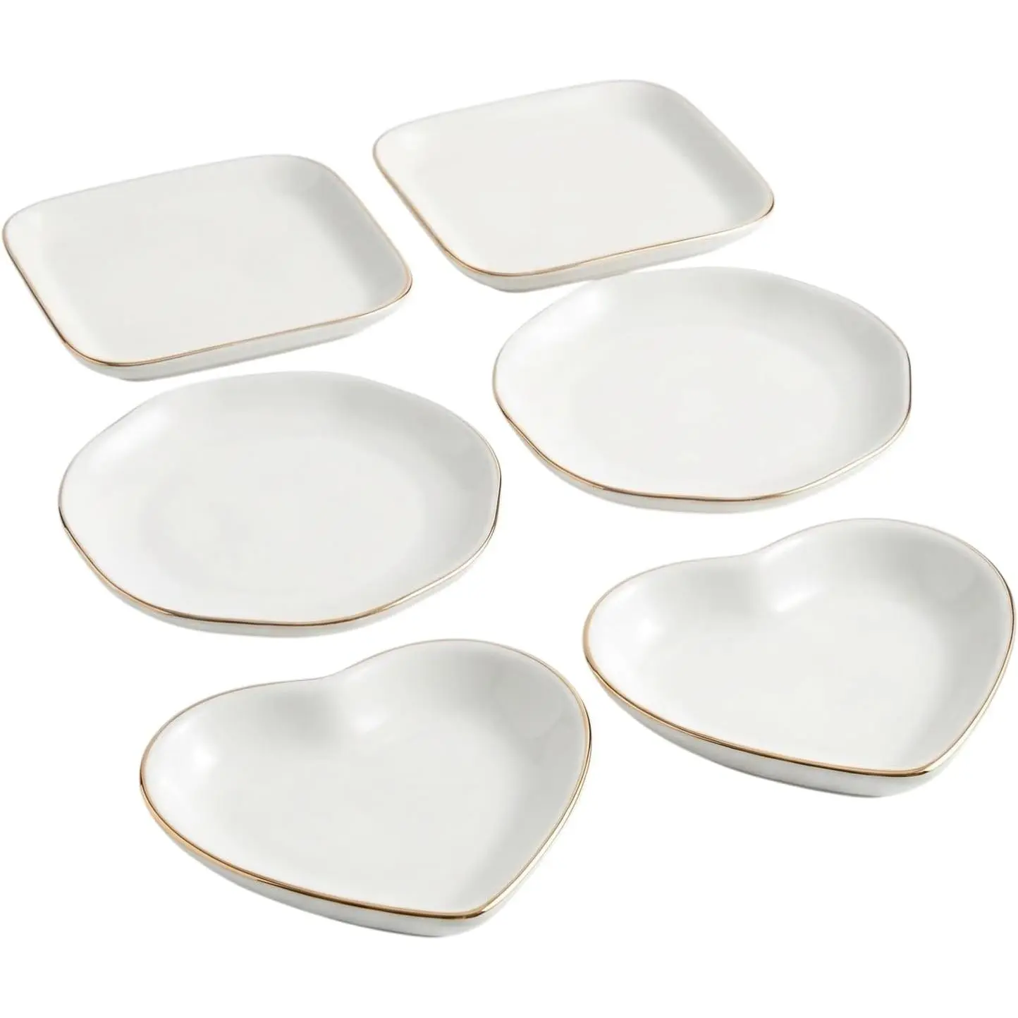 6 count Ceramic  Tray, Decorative Trinket Dish for  Storage, Bridal Shower, Weddings, Birthdays Gifts ( Sizes 4-4.6 Inch, White)