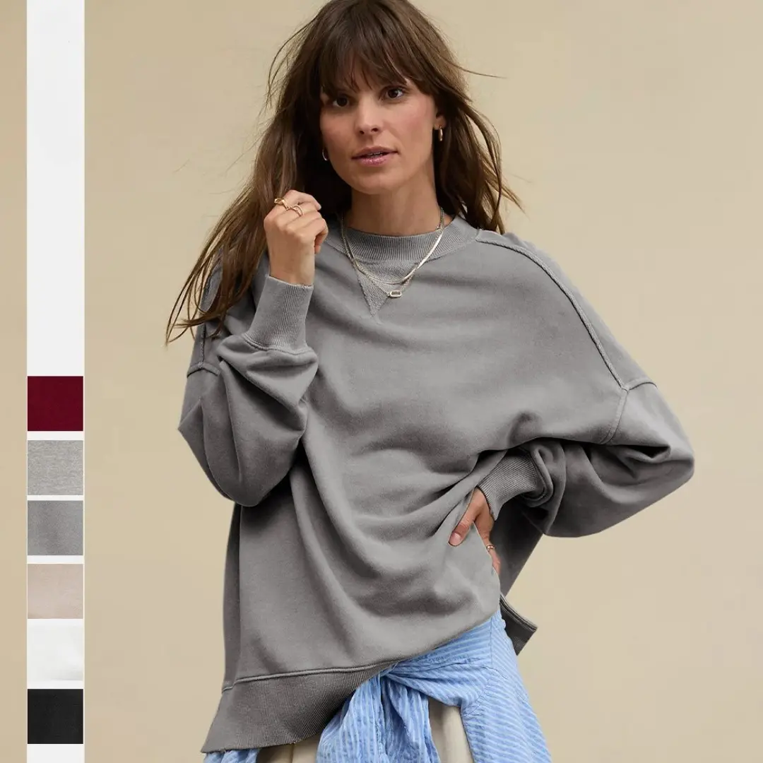 Sweater Jacket Women's Loose Casual Crew Neck Top Commuter Women's Clothing