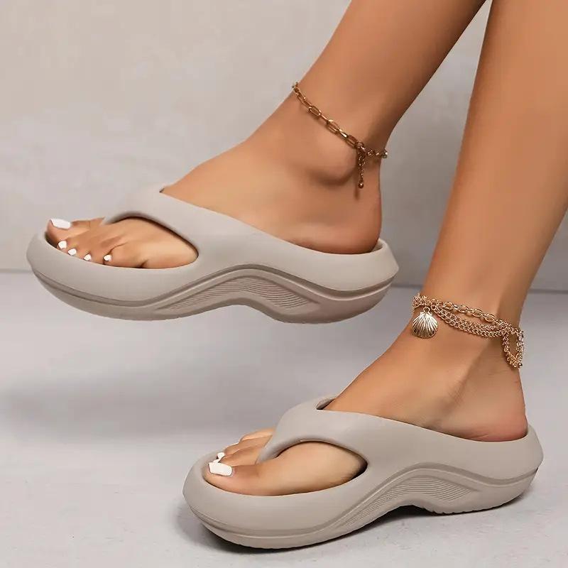 Platform Flip Flops for Women, Arch Support Cushion Thong Sandals, Thick Sole Pillow Slippers, Non-Slip Summer Beach Shoes