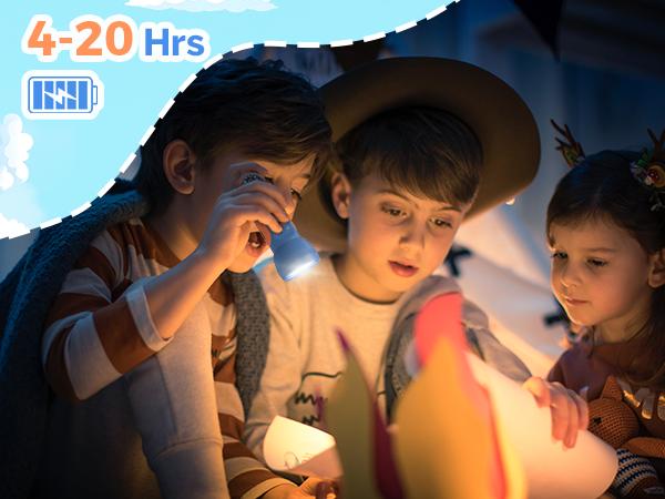 ETENWOLF Kids Flashlight Rechargeable Mini Flashlight with Fun Stickers 1500mAh Battery Adjustable Brightness with 6 Light Modes IPX5 Waterproof Flashlight for Home Camping and Emergencies