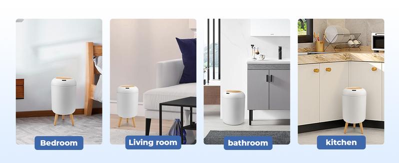 Pukomc Auto-sensor trash can – waterproof Nordic style, space-saving & hygienic. Eco-conscious design