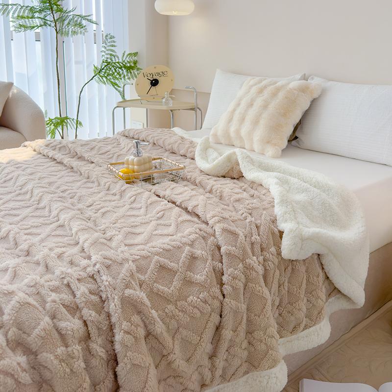 Thick Warm Plush Blanket, Diamond Pattern Flannel Throw, Style Bedroom Decor, Sofa Bed Cover, Living Room Rug, Dorm Essential