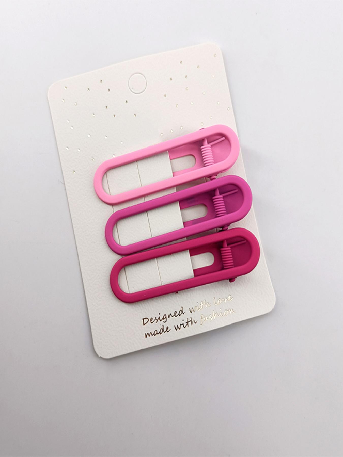 1 Pack of 3 Hollow Out Oval Duckbill Clips, Metal Material, Matte Finish, Lightweight, Suitable for Commuting, School, Dates, Fashionable and Practical