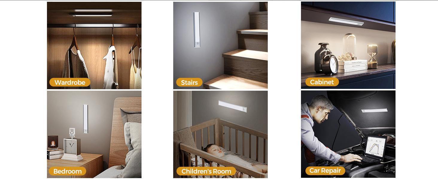 【TikTok Top Seller】LED Motion Sensor Cabinet Light for Fall, Under Cabinet Closet Light, Waterproof LED Strip Light for Kitchen, Bathroom, Closet, Hallway, Stairway & Garage, Wall Mounted LED Lights for Home, LED Lights Bedroom, Summer Essentials
