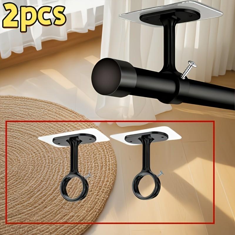 Self-Adhesive Adjustable Curtain Hooks, No Drill Ceiling Rod Brackets, Multifunctional Version for Closet & Bedroom
