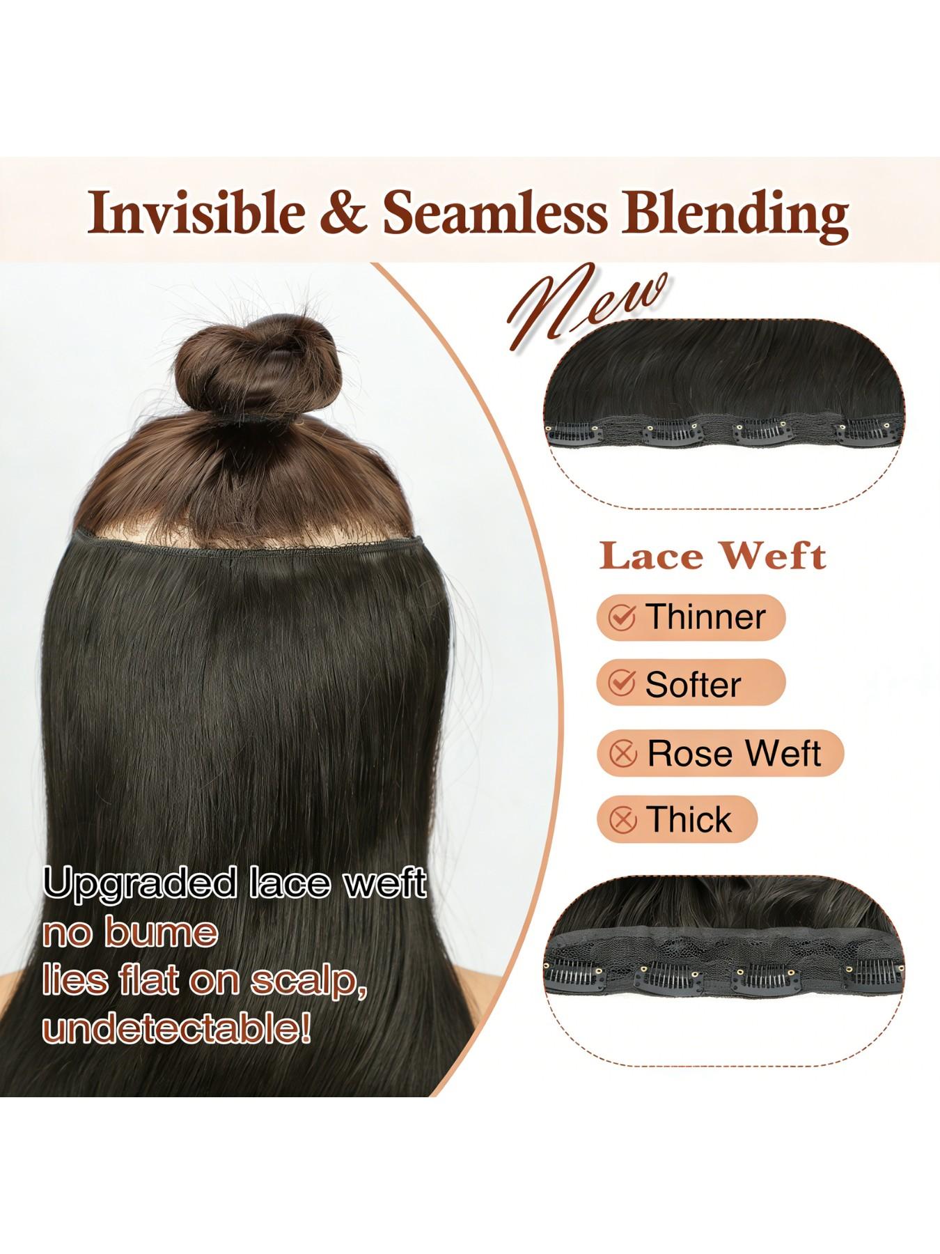 4-Piece Hair Extension Set, Medium Length Curly Synthetic Hair Clips, Invisible Hair Extensions for Women, Daily & Wedding Use