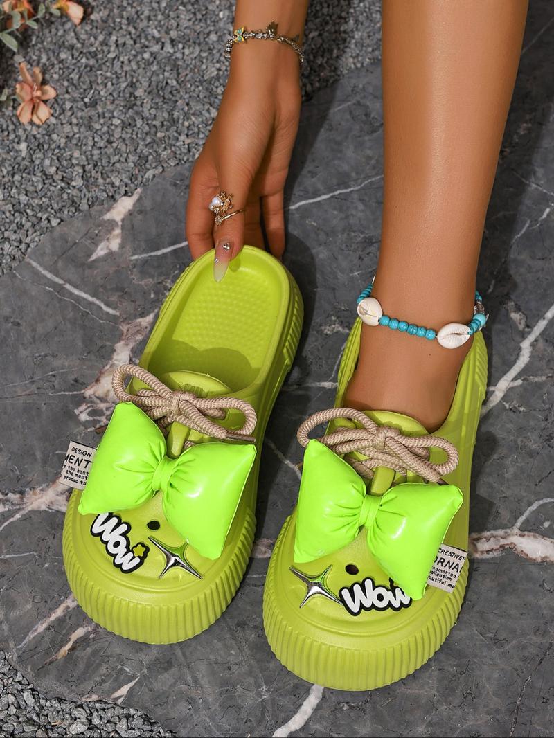 Women's Cute Cartoon Bear Decor Boho Style Slides, Casual Soft Comfortable Home Slippers, Non-slip Slippers for Indoor & Outdoor Wear