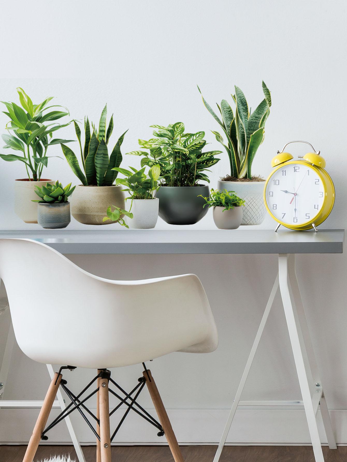 Plant Wall Sticker, Peel and Stick Removable Wall Art Decal, PVC Self-Adhesive, Living Room Bedroom Office Decor