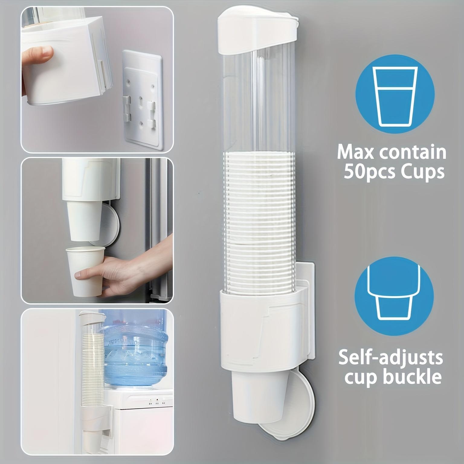 1pc Wall Mounted Disposable Paper Cups Holder, Dispenser Automatic Cup Storage Rack, Cups Holder For Water Dispenser, Cups Container, Kitchen Supplies