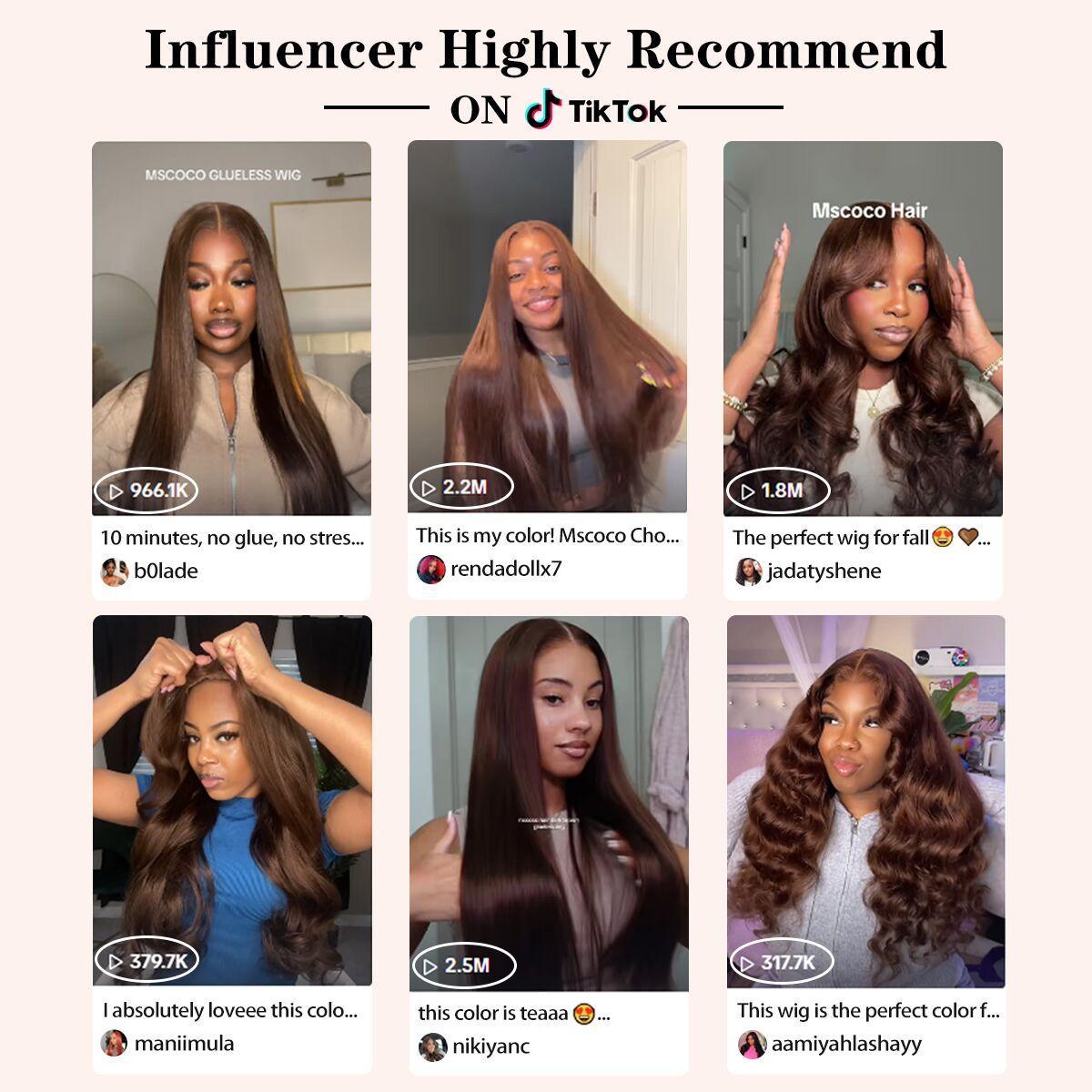 Mscoco Dark Brown Human Hair Wigs 6x5 Chocolate Brown Glueless Lace Wigs Wear And Go Body Wave & Straight Breathable Pre Bleached Knots Stretchy HD Lace Closure Wig