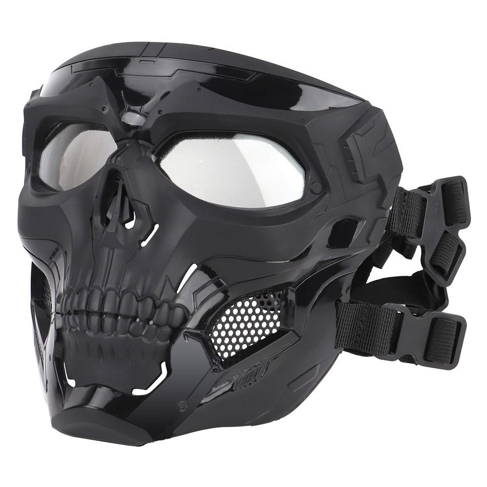 Outdoor Skull Tactical Mask, Helmet wear or Head wear Dual Mode, Halloween Party Game Mask Compatible with Fast Helmet