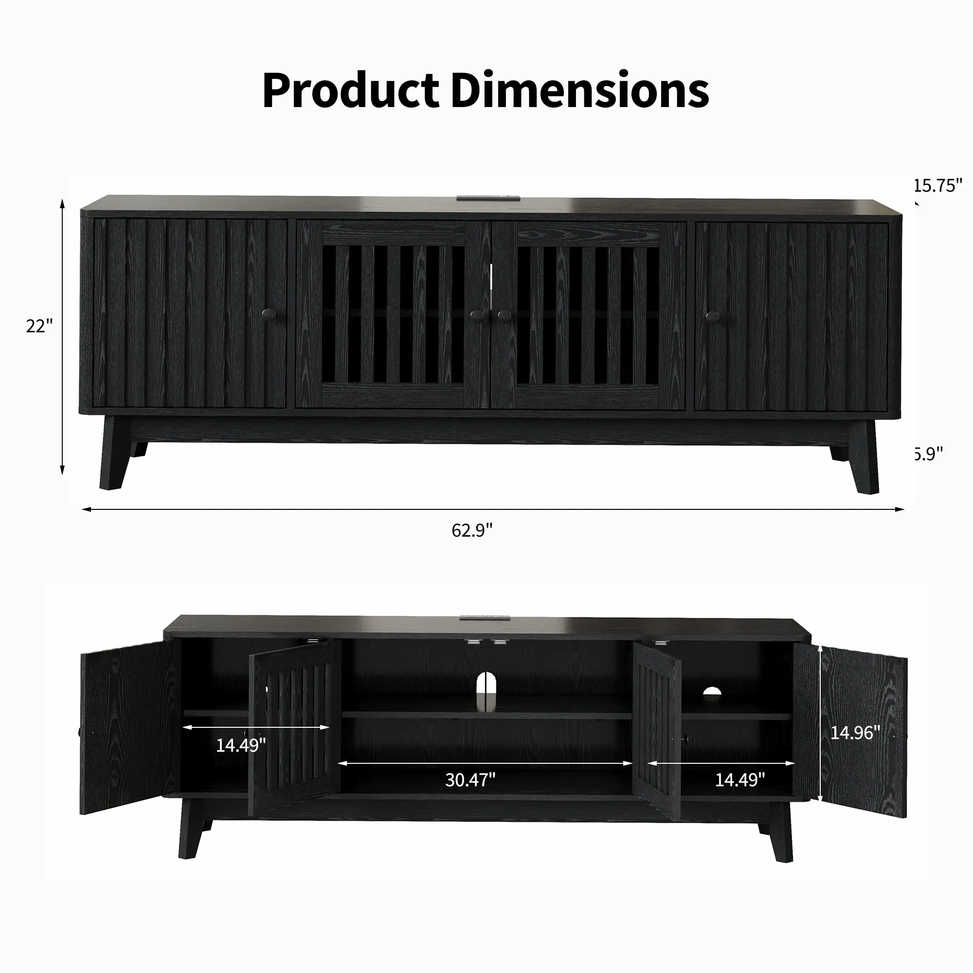 TV Stand Entertainment Center with Storage Cabinets, 4 Doors & Power Outlets Media TV Console Table for UP to 70" Television Stands
