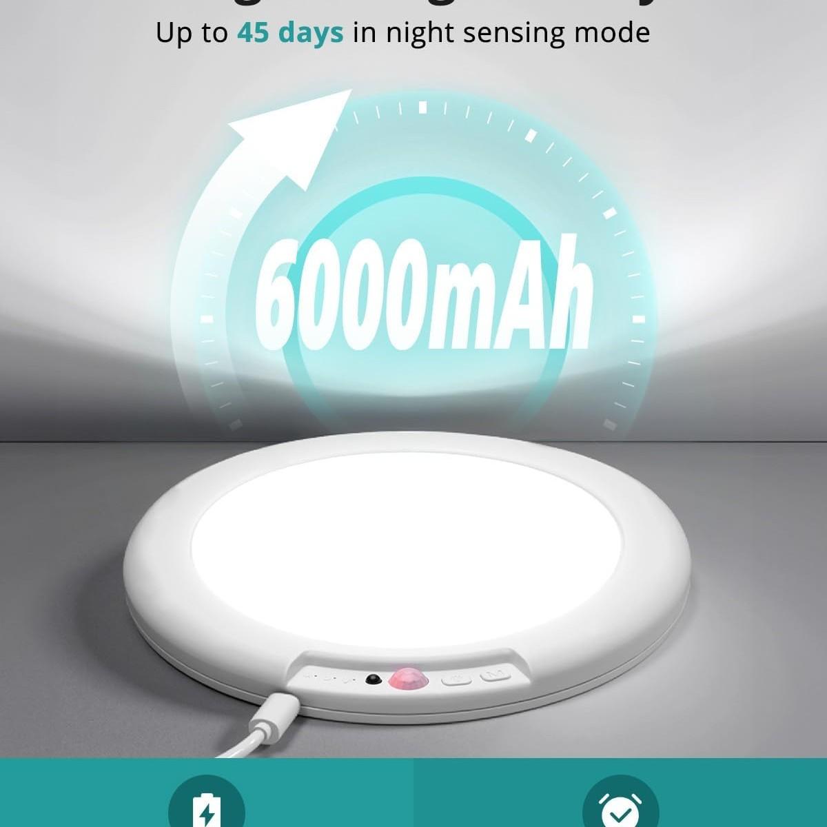 Battery Powered Ceiling Light Rechargeable Motion Sensor Lamp Indoor Wireless Shower Light with Remote Control Adjustable Lighting 3000k 4500k 6500k Adjustable Timer