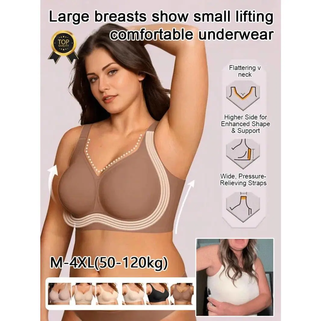 Women's Seamless Bra, Removable Pads Wireless Bralette, Comfortable Full-Coverage, Ideal for Daily Casual Wear Use