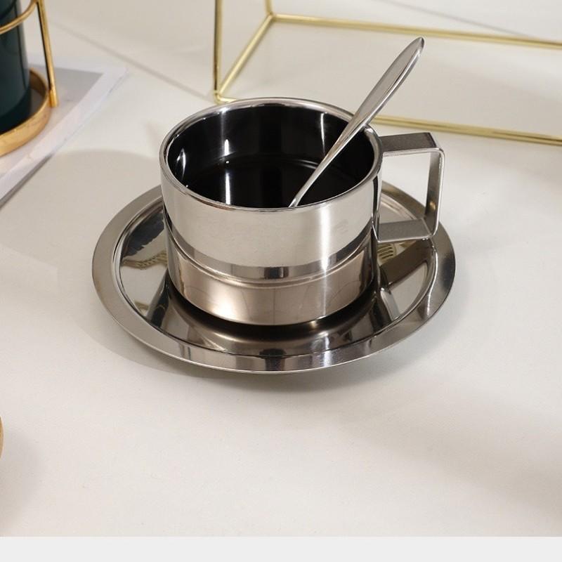 304 Stainless Steel Coffee Cup Set, Dual Layer Insulated Espresso Mug, Home & Commercial Use, Camping Heat-Resistant Water Cup