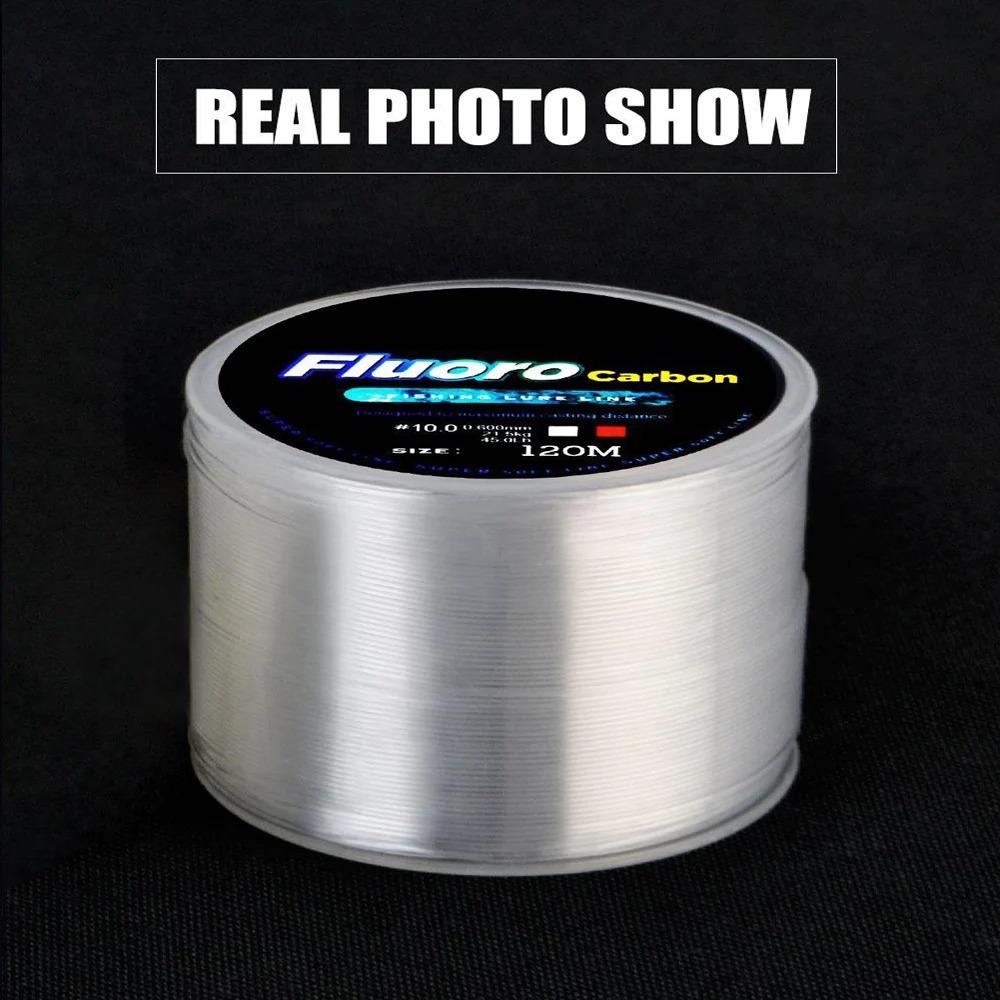 High-Sensitivity Fluorocarbon Coated Carbon Leader Line 0.20-0.60mm 7.15-45LB 120m Sinking Fishing Line for Freshwater Saltwater Lure Casting Tackle Durable High-Strength