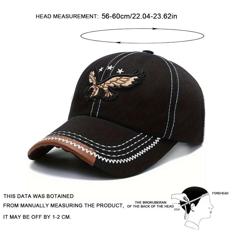 Eagle Embroidered Baseball Cap Fitted Snapback Hats for Men and Women, Trendy Streetwear Breathable Casual Outdoor Hat, Embroidered Caps
