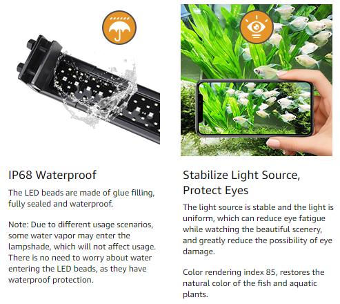 hygger LED Aquarium Light for Plants, Full Spectrum Fish Tank Light with Timer Auto On/Off, 24/7 Lighting with Multi-Color, Adjustable Brightness, External Controller, for Freshwater