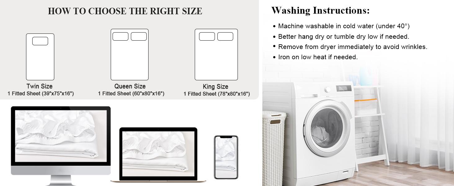 PHF Cooling Fitted Sheet with Deep 16" Pocket, 100% Viscose from Bamboo Sheet, Soft, Breathable, 1 count No Pillowcases PHF Cooling Fitted Sheet with Deep 16" Pocket, 100% Viscose from Bamboo Sheet, Soft, Breathable, 1 count No Pillowcases